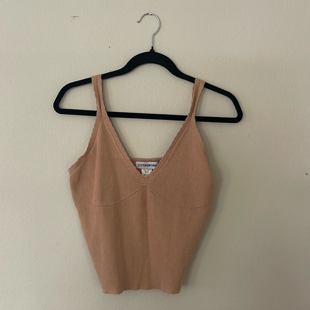 NEW Tan Ribbed Women's Top Size XL